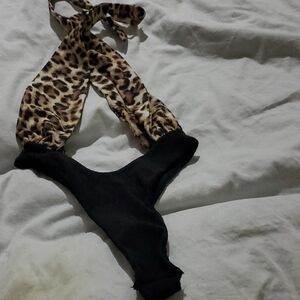 Beach Bunny Leopard and Black One Piece Swimsuit.